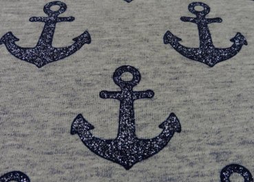 Glitter anchor french terry grey mottled